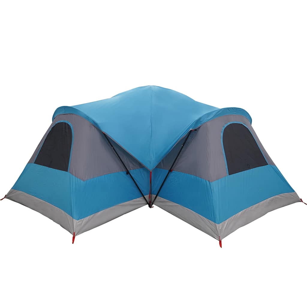 Detail van de vidaXL tunneltent in blauw, met gaaswanden voor ventilatie.