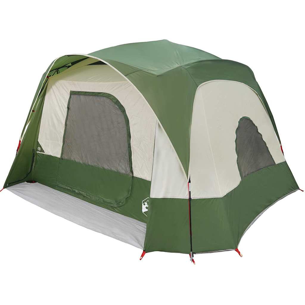 Detail van de vidaXL 6-persoons tent in groen met zijaanzicht en ventilatierooster.