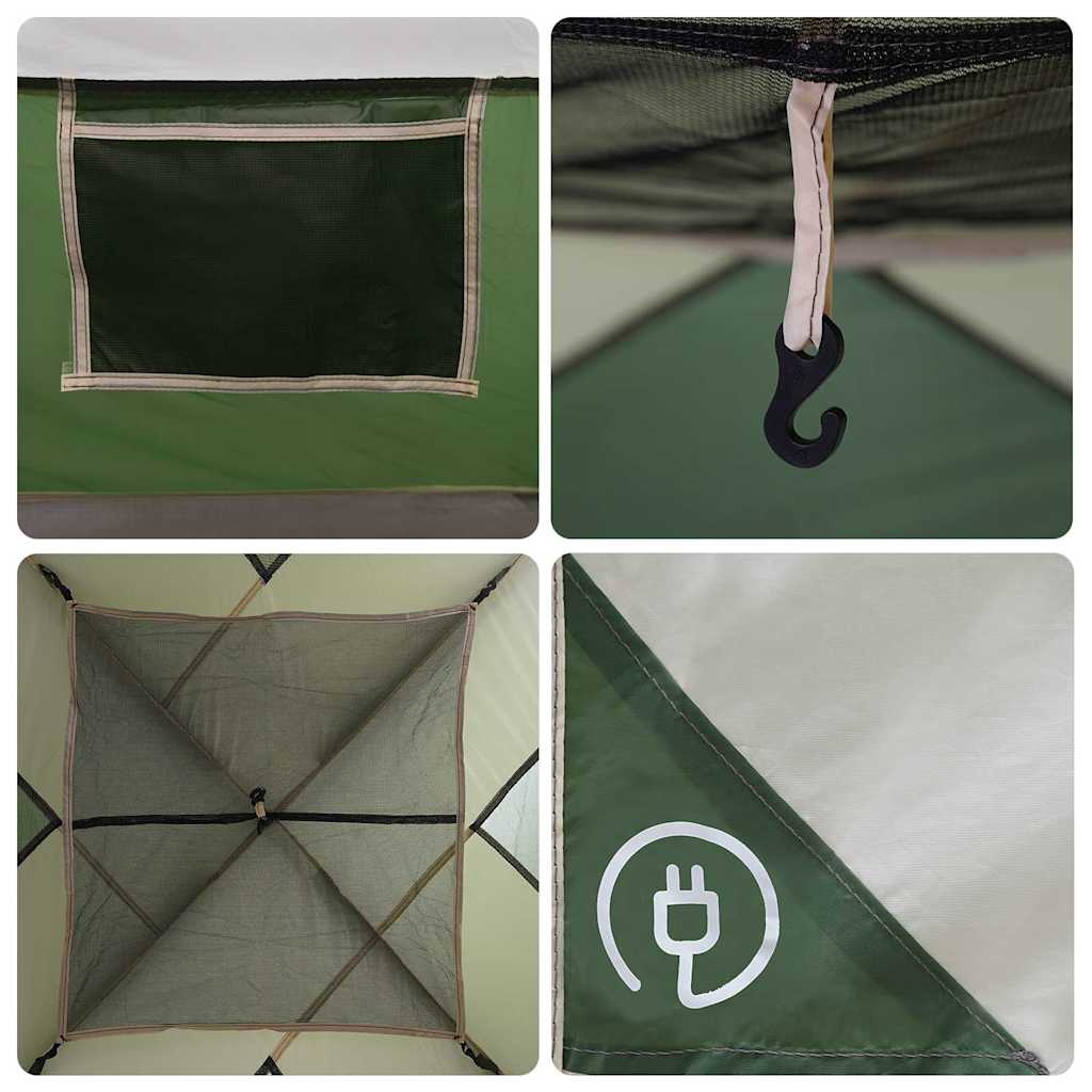 Detail van de binnenkant van de vidaXL 6-persoons tent met haak en ventilatierooster.