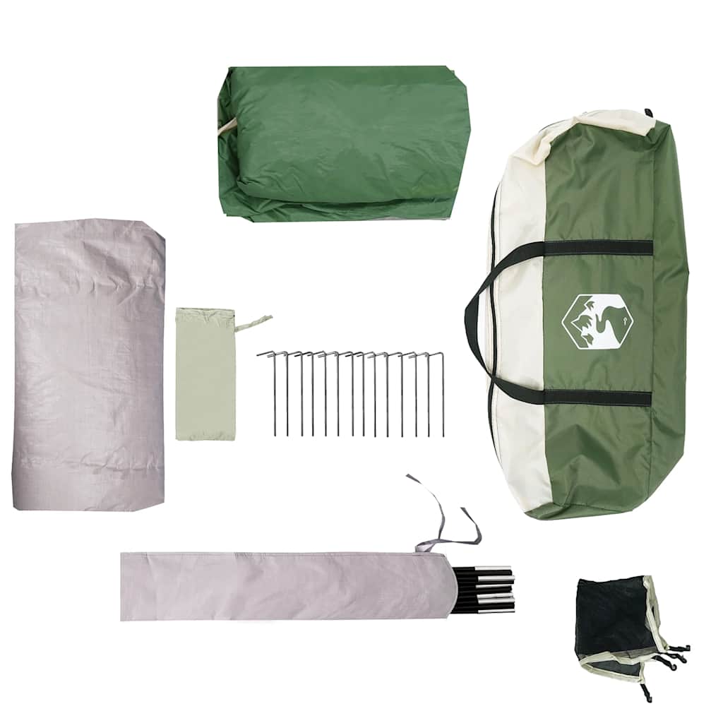 Detail van de accessoires van de vidaXL 6-persoons tent, inclusief haringen en stokken.