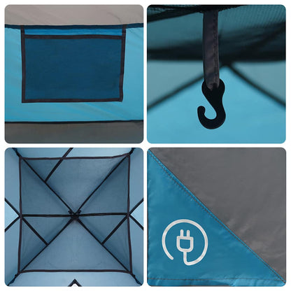Detail van de binnenkant van de vidaXL 6-persoons tent met opbergvak en haak.