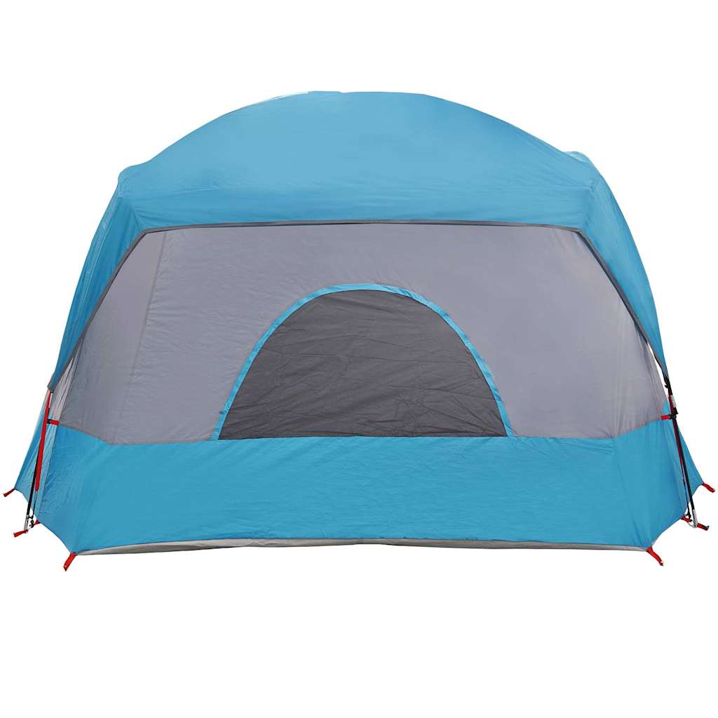 Zijaanzicht van de vidaXL 6-persoons tent in waterdicht blauw met grote ingang.