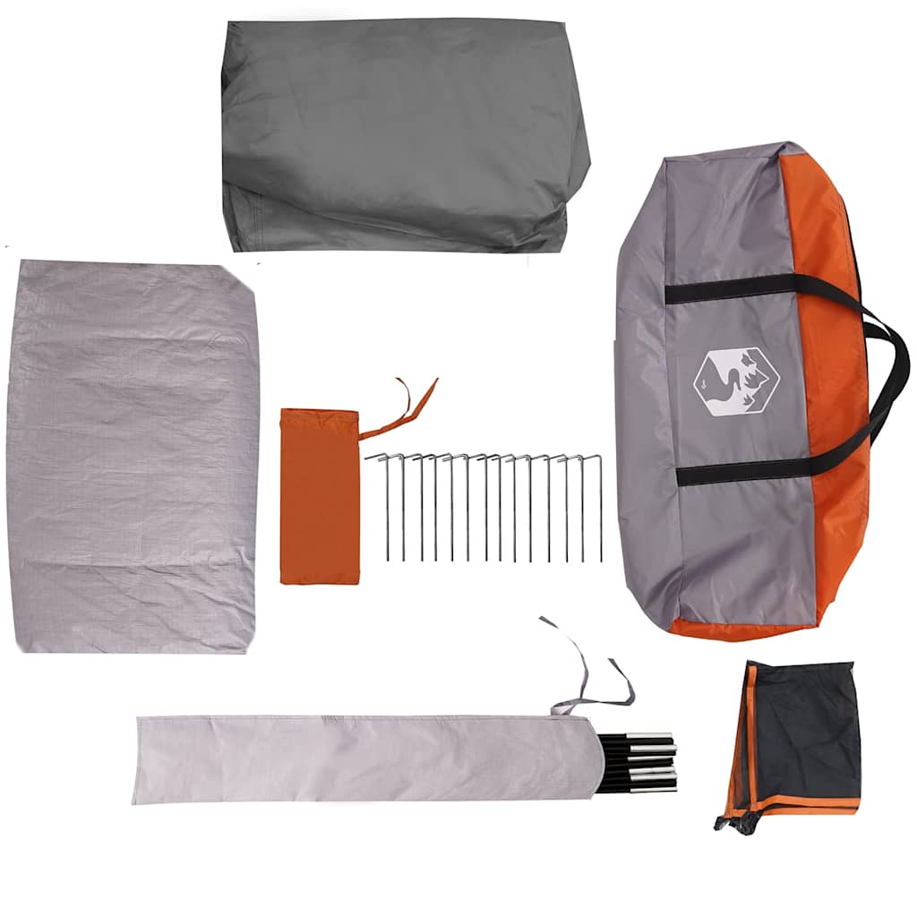 Detail van de accessoires van de vidaXL 6-persoons gezinstent, inclusief stokken en haringen.