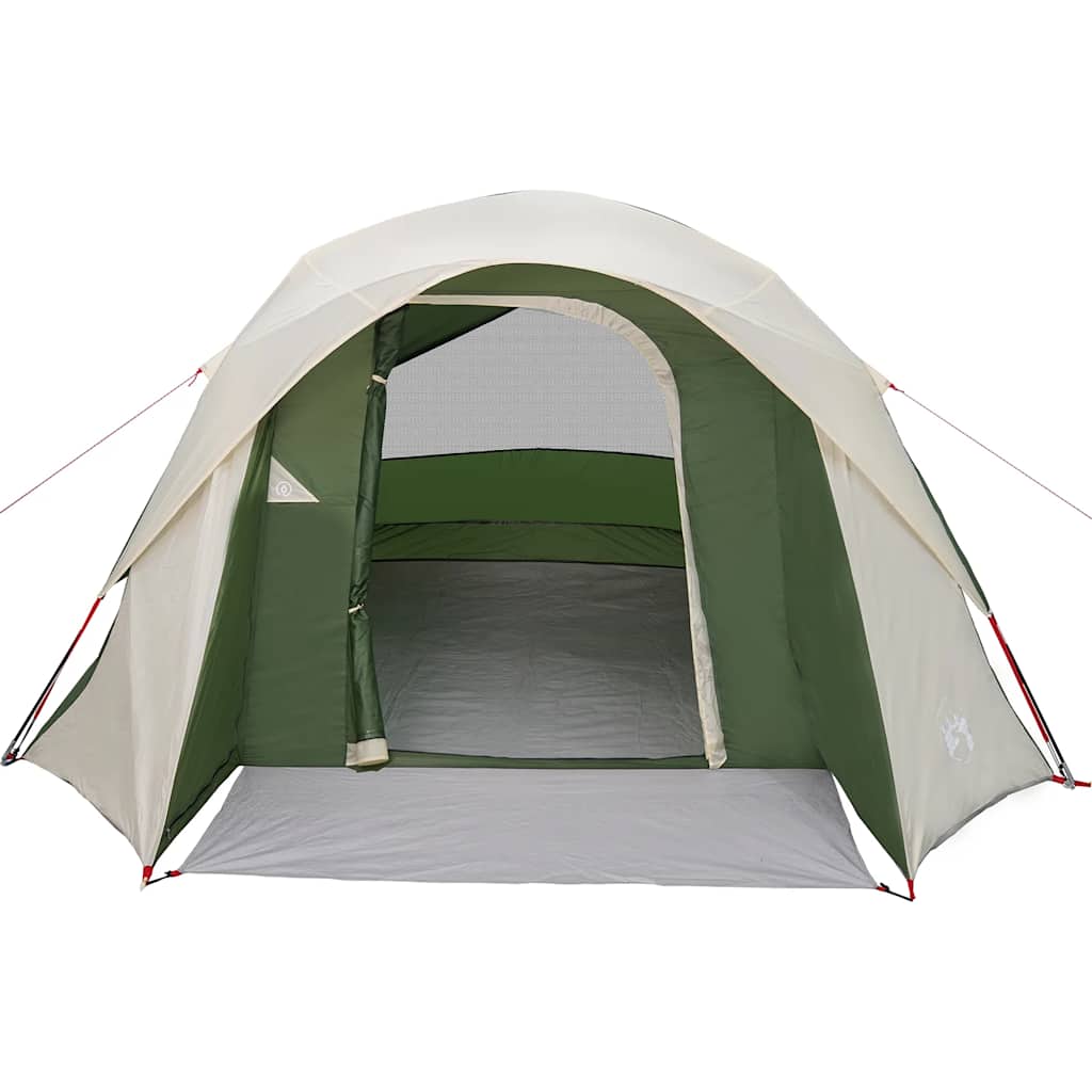 Detail van de groene vidaXL 4-persoons tent met open ingang en binnenruimte.