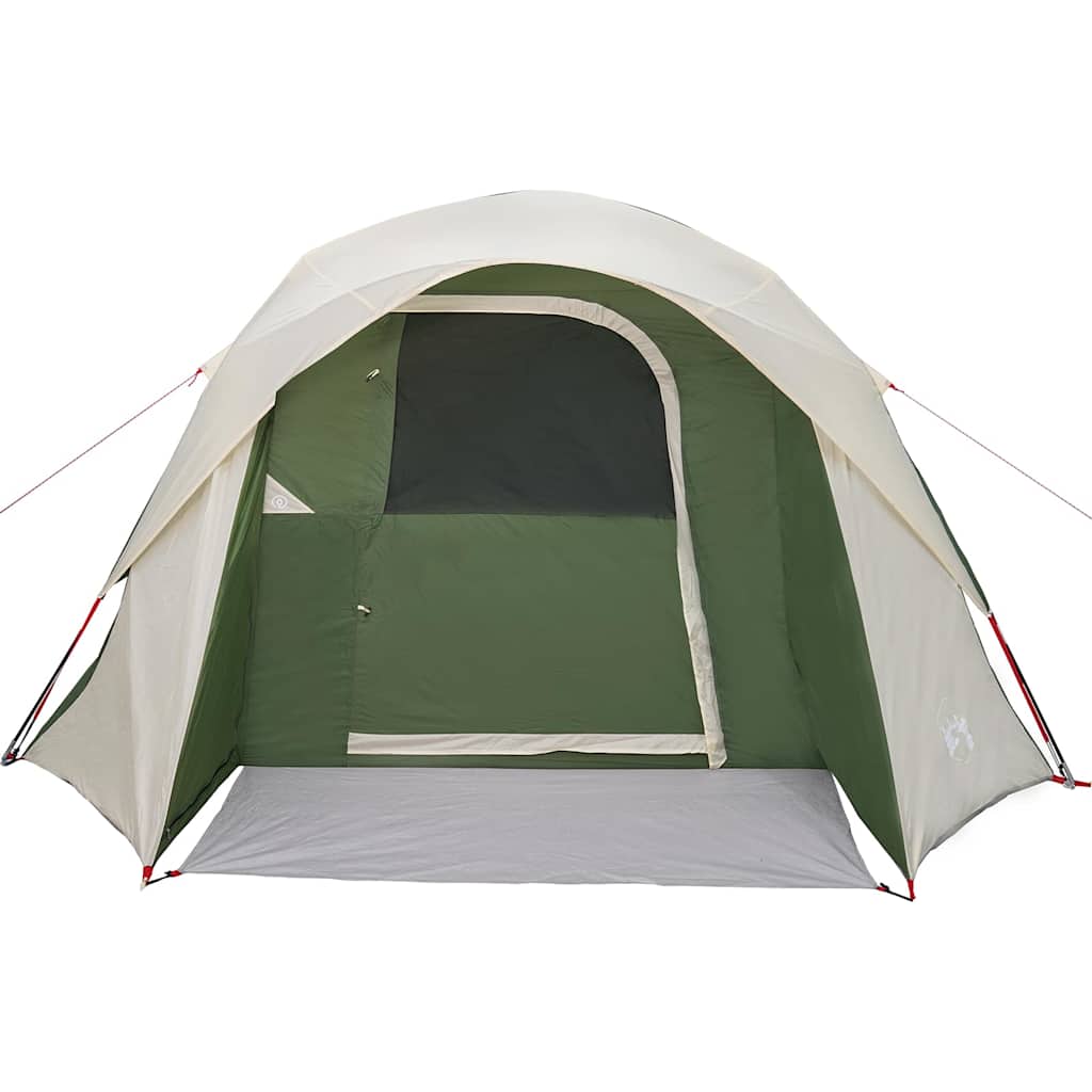 Detail van de groene vidaXL tent met een open ingang en ventilatierooster.