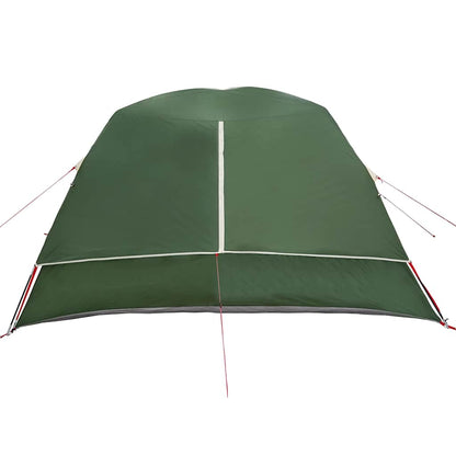 Detail van de bovenkant van de vidaXL 4-persoons tent in groen, met waterdichte afwerking.