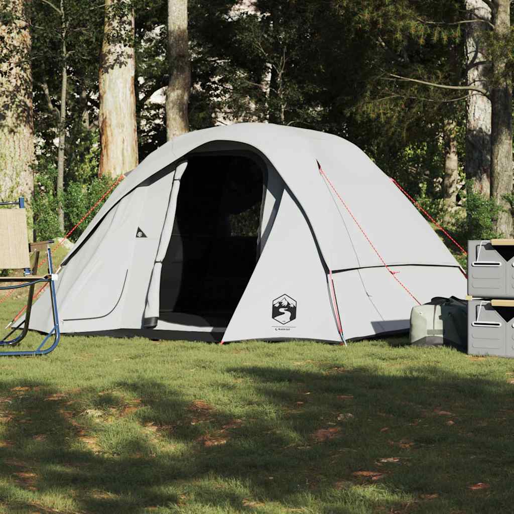 Detail van de vidaXL 6-persoons tentcabine in een groene omgeving met open ingang.