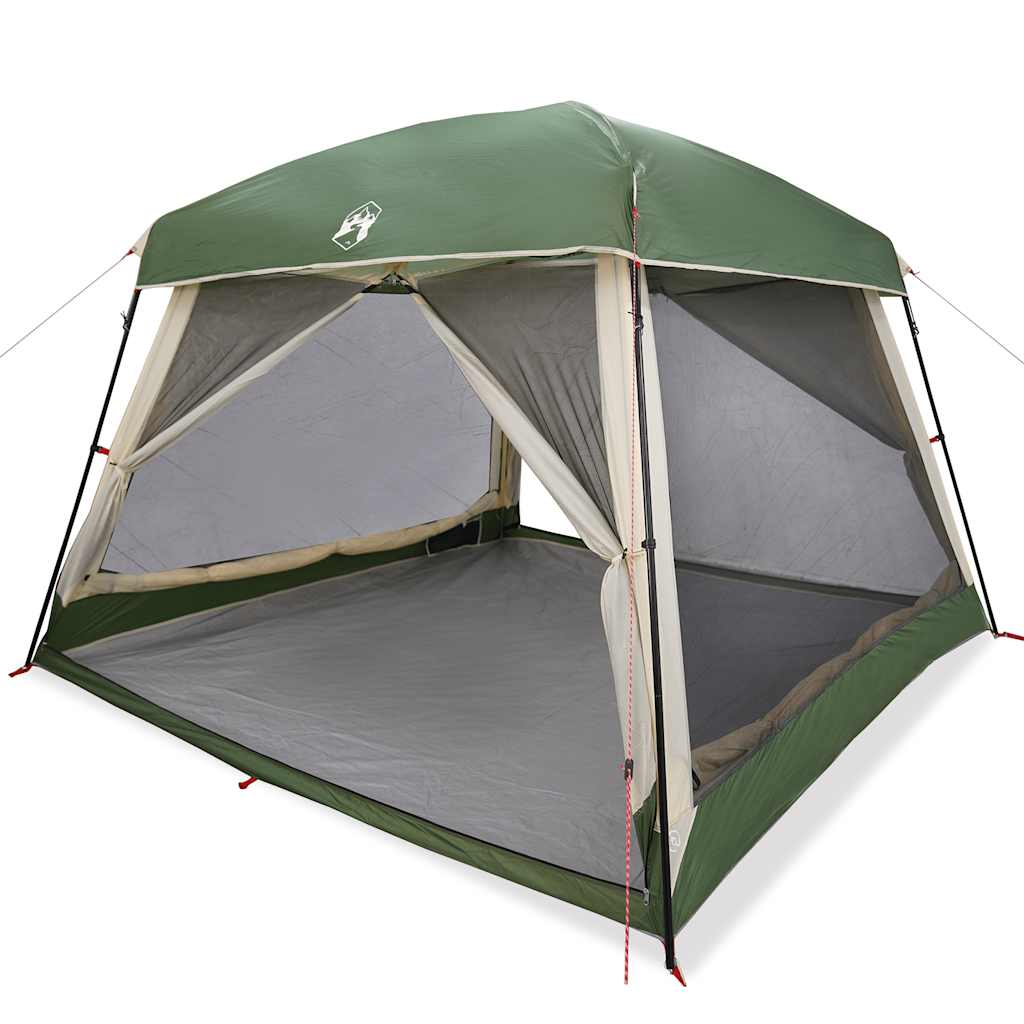 Detail van de vidaXL gezinstent met open zijwanden en waterdichte groene bekleding.