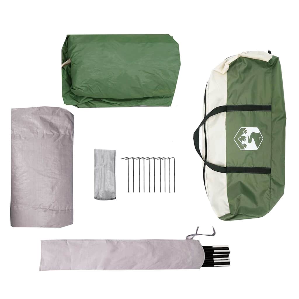 Detail van de accessoires van de vidaXL 6-persoons tent, inclusief stokken en haringen.
