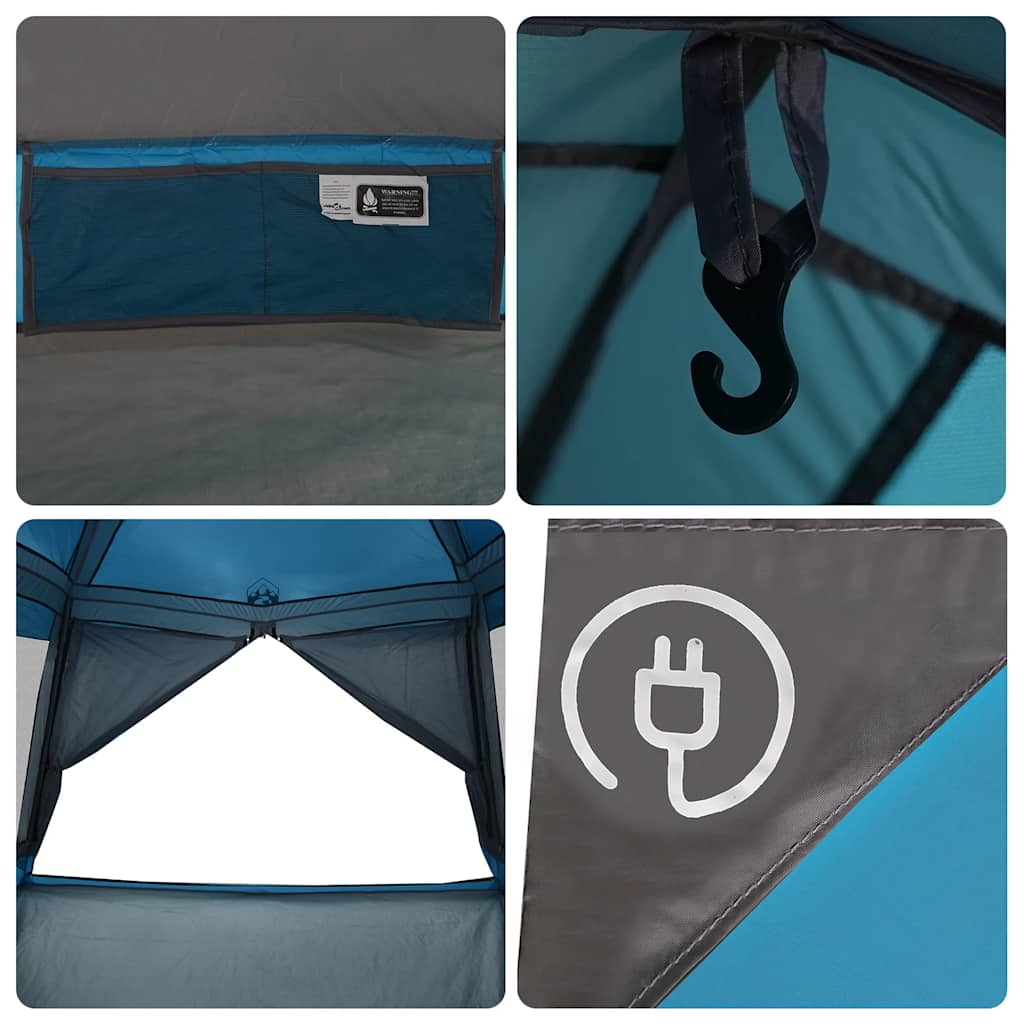 Detail van de binnenkant van de vidaXL 6-persoons tent met opbergvak en haak.