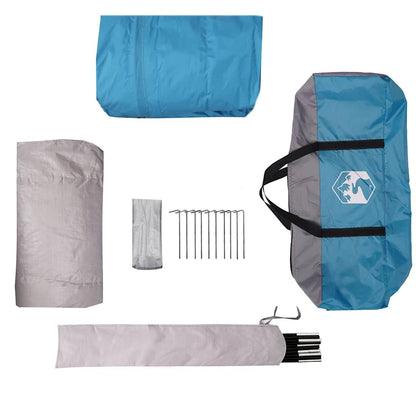 Detail van de accessoires van de vidaXL 6-persoons tent, inclusief haringen en tentstokken.