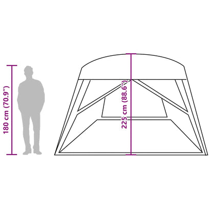 Detailweergave van de vidaXL 6-persoons tent met afmetingen en hoogte-informatie.