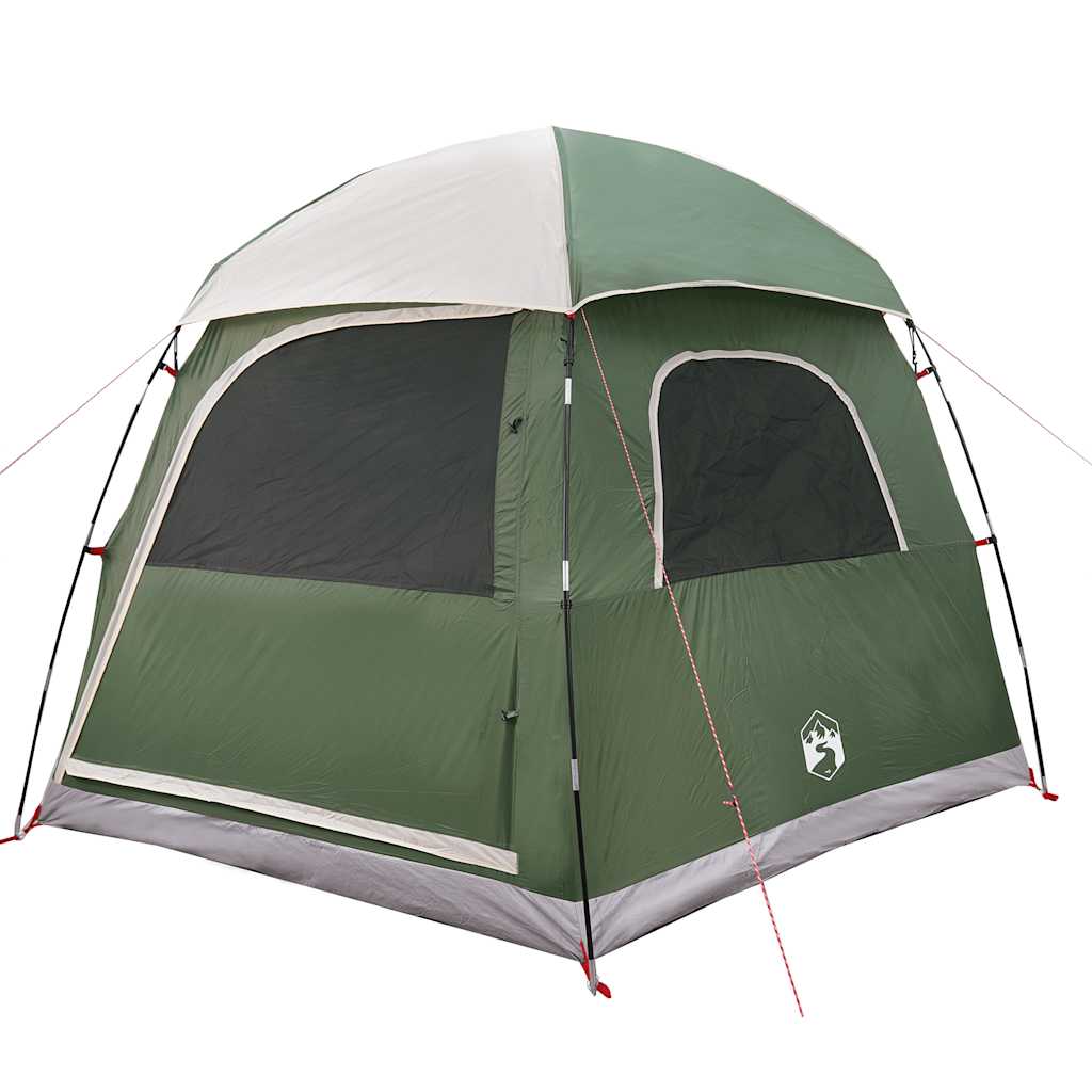 Detail van de groene vidaXL Familietent Iglo met waterdichte zijwanden en ventilatieramen.