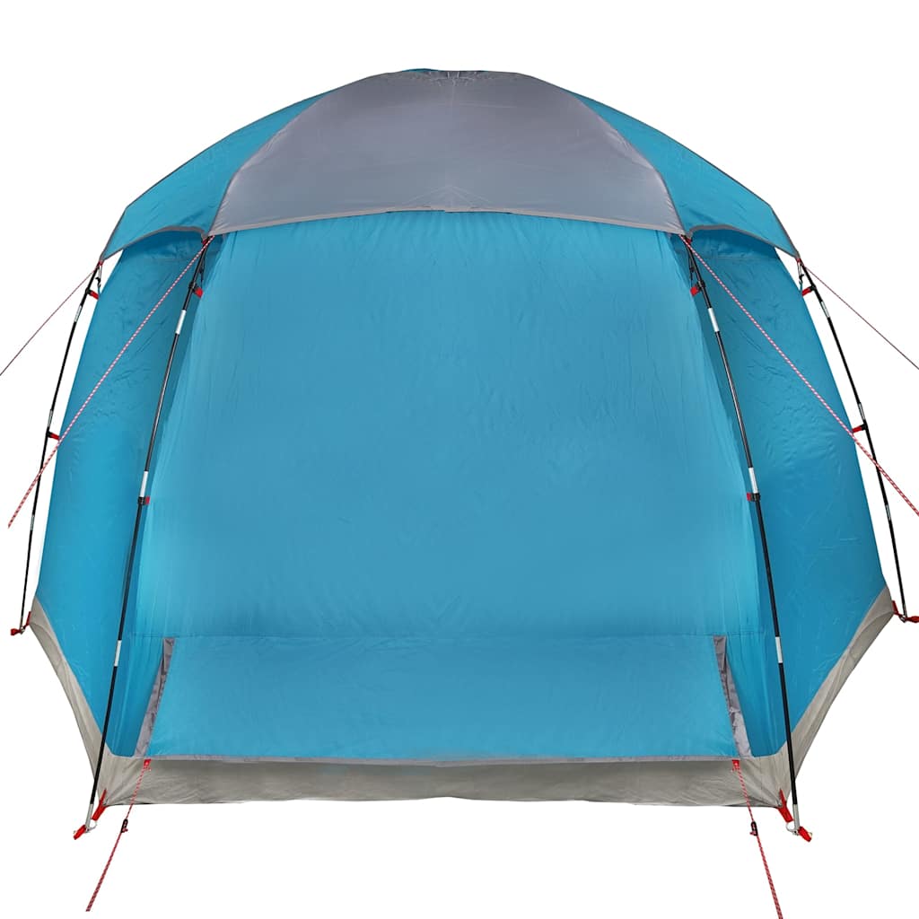 Detail van de blauwe vidaXL iglo familietent met waterdichte buitenkant en ventilatie.