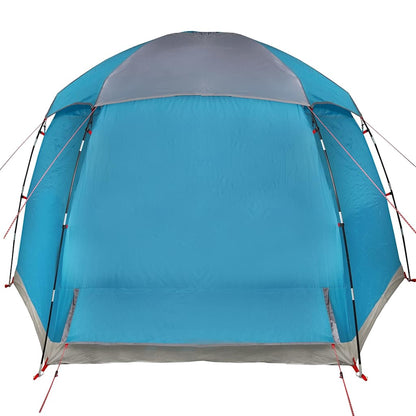 Detail van de blauwe vidaXL iglo familietent met waterdichte buitenkant en ventilatie.