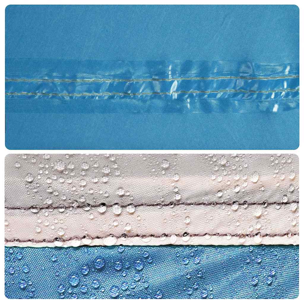 Detail van de waterdichte naden van de vidaXL iglo familietent in blauw.