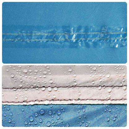 Detail van de waterdichte naden van de vidaXL iglo familietent in blauw.