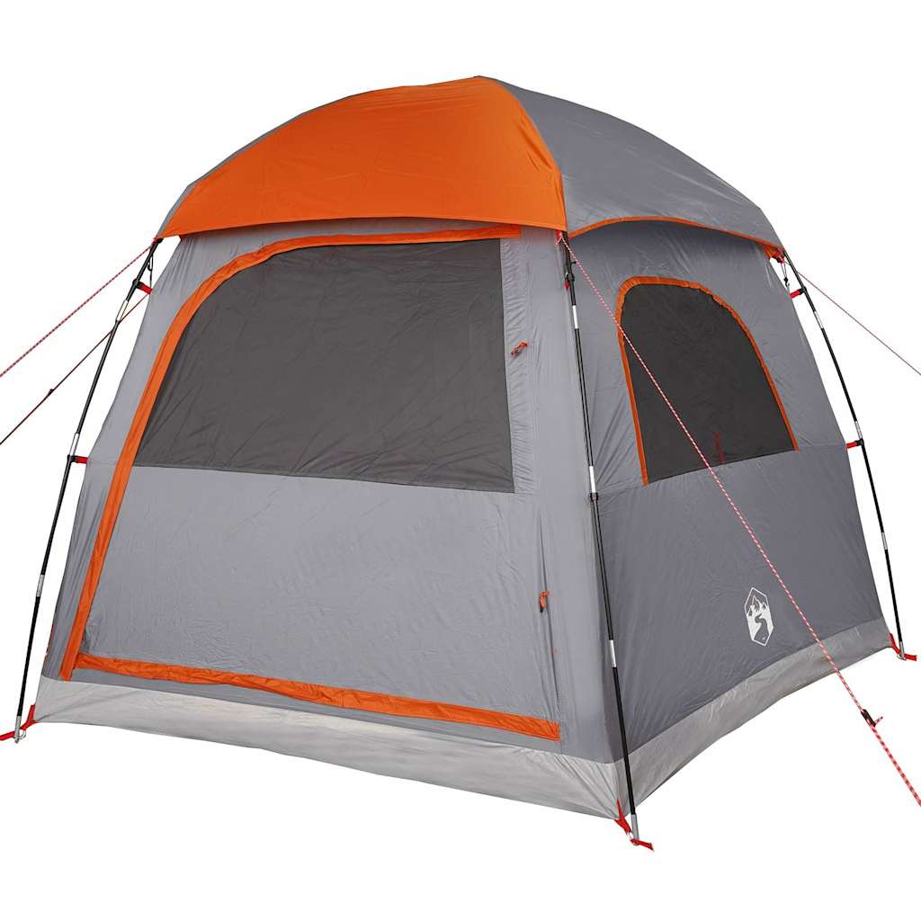 Detail van de vidaXL iglo tent met grijze en oranje kleuren, zijaanzicht.