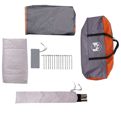 Detail van de accessoires van de vidaXL iglo 6-persoons tent in grijs en oranje.