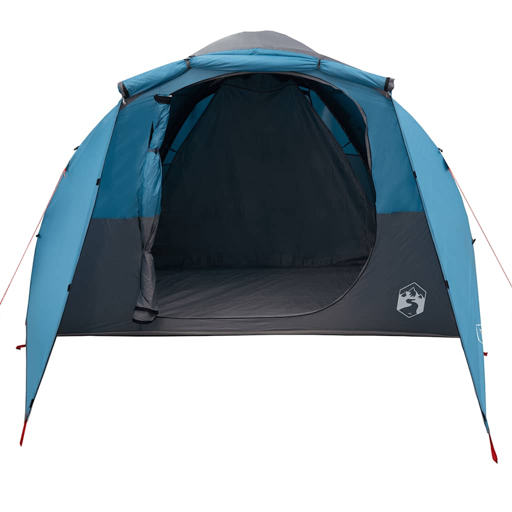 Zijaanzicht van de vidaXL Tunneltent in blauw, met open ingang en ruime binnenruimte.