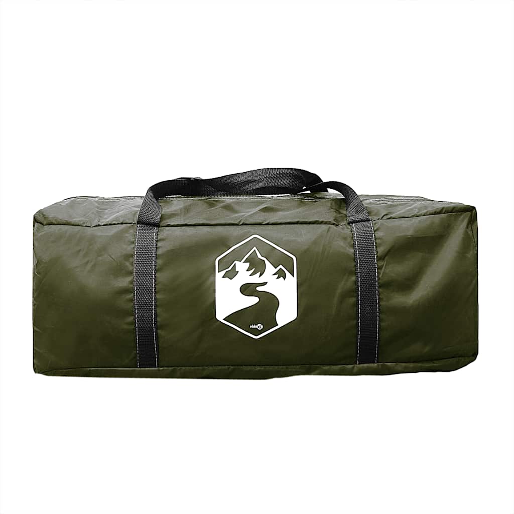 Olijfgroene opbergtas van de vidaXL tunneltent met logo aan de voorkant.