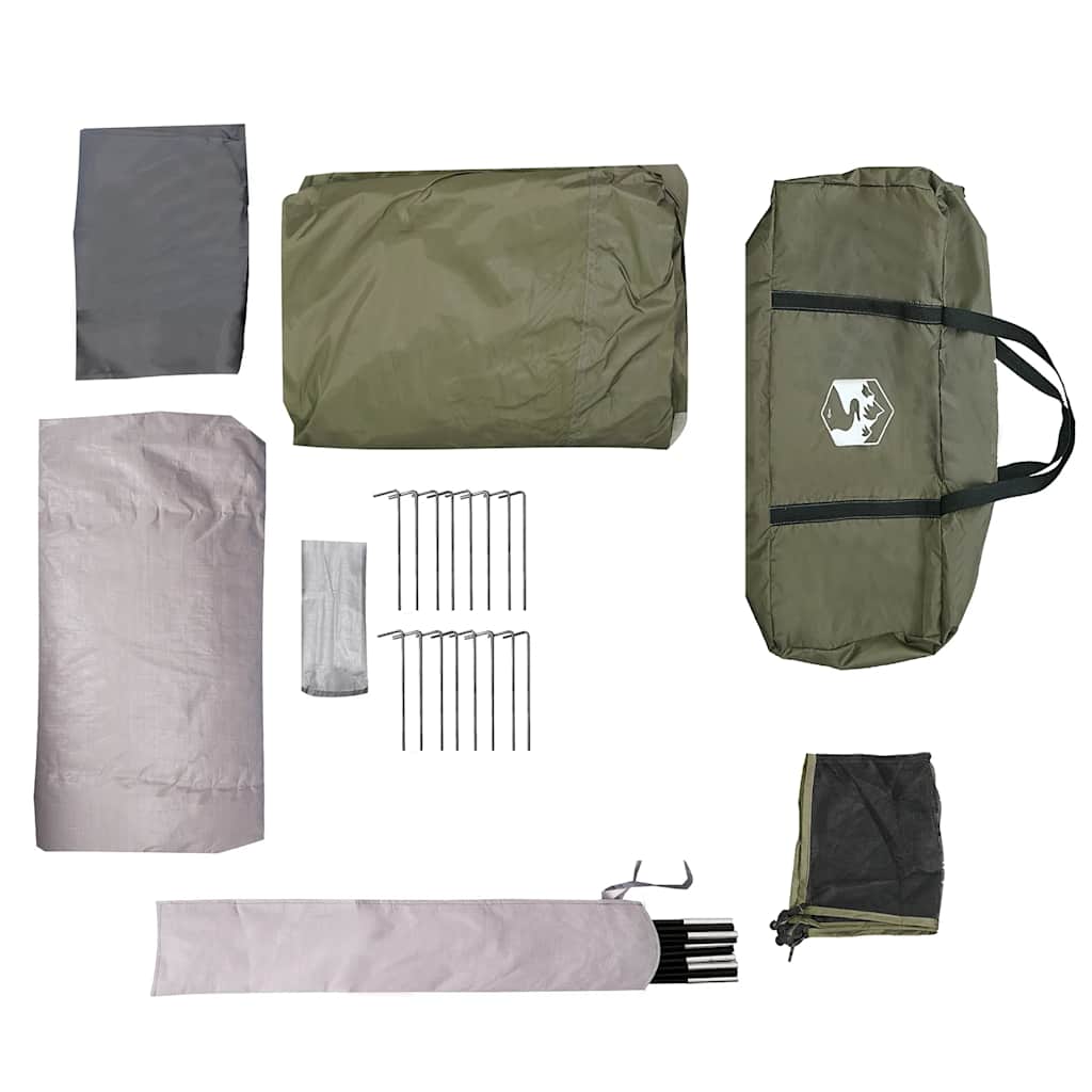 Detail van de accessoires van de vidaXL 6-persoons tunneltent, inclusief haringen en opbergtas.