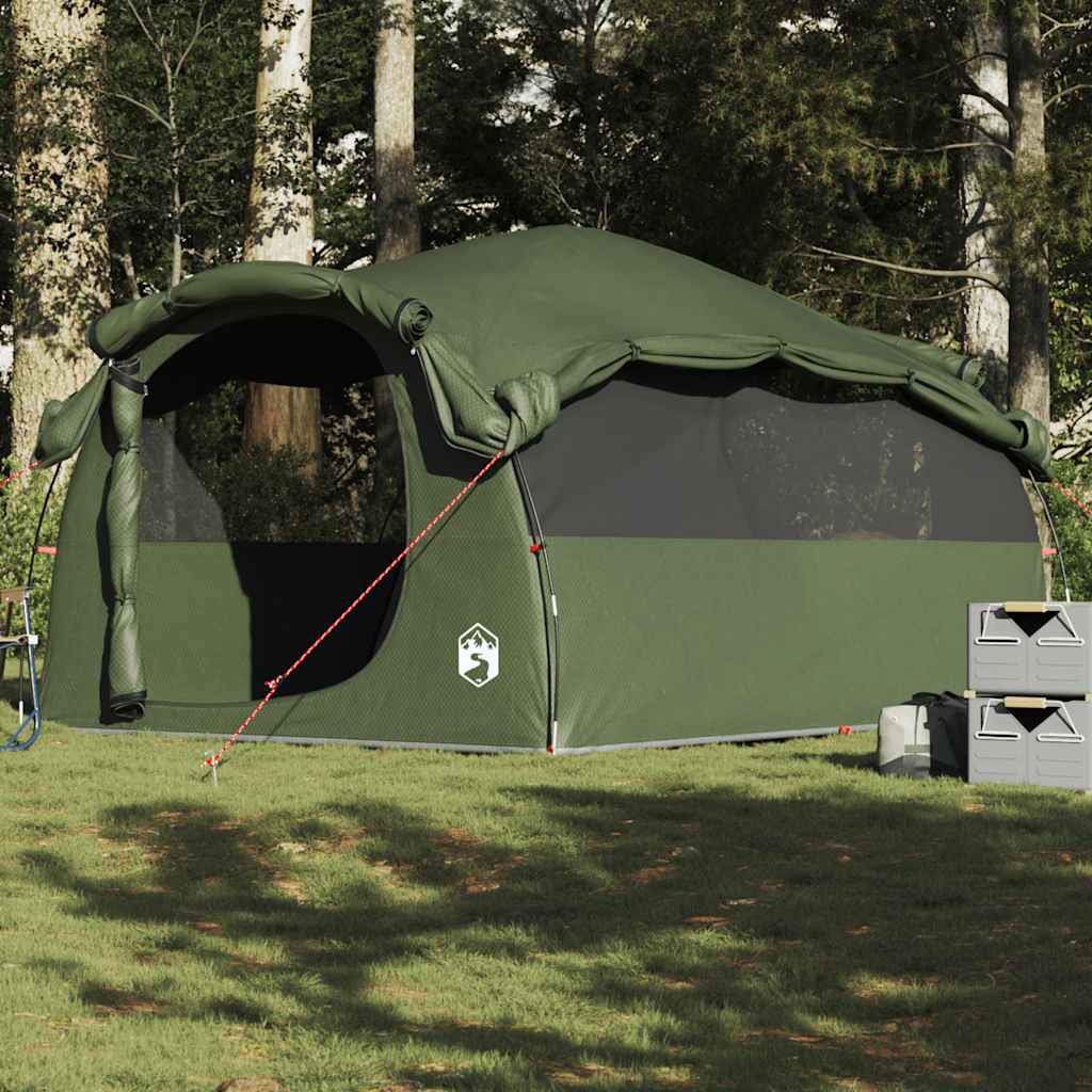 Tunneltent vidaXL 6-persoons in olijfgroen, met waterdichte constructie en ruime ingang.