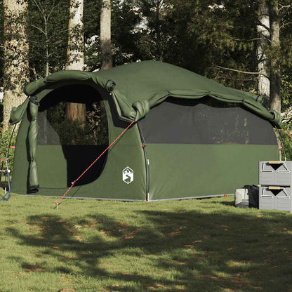 Tunneltent vidaXL 6-persoons in olijfgroen, met waterdichte constructie en ruime ingang.