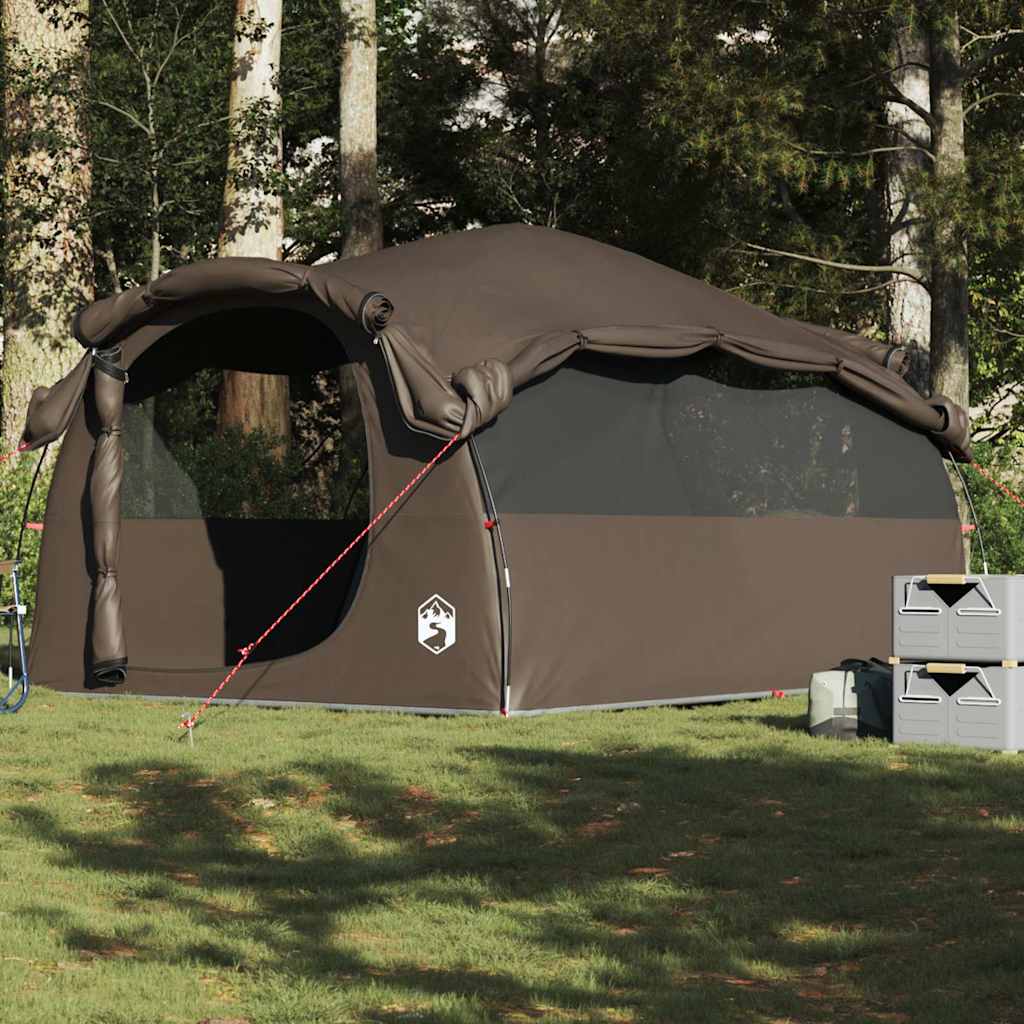 vidaXL tunneltent voor 6 personen in bruin, waterdicht met open ingang en zijpanelen.