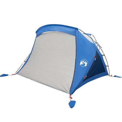 Detail van de vidaXL strandtent in azuurblauw met waterdichte voorkant en gaas zijwanden.