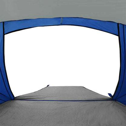 Zijaanzicht van de azuurblauwe vidaXL strandtent met open ingang en vloer.