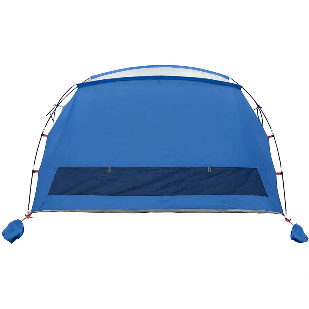 Detail van de azuurblauwe vidaXL strandtent met gaas zijwanden en waterdichte voorkant.