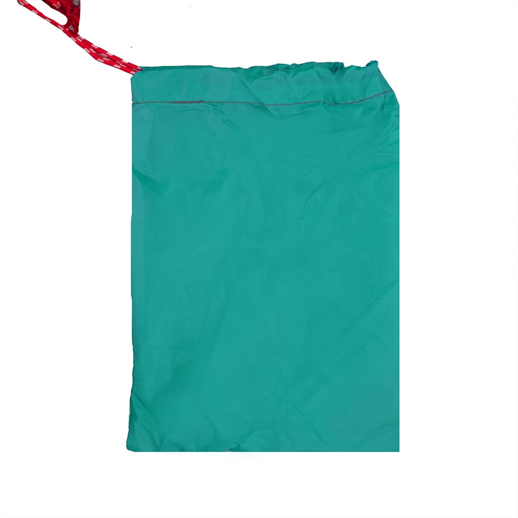 Detail van de zeegroene vidaXL strandtent, opgevouwen in een compacte tas met trekkoord.