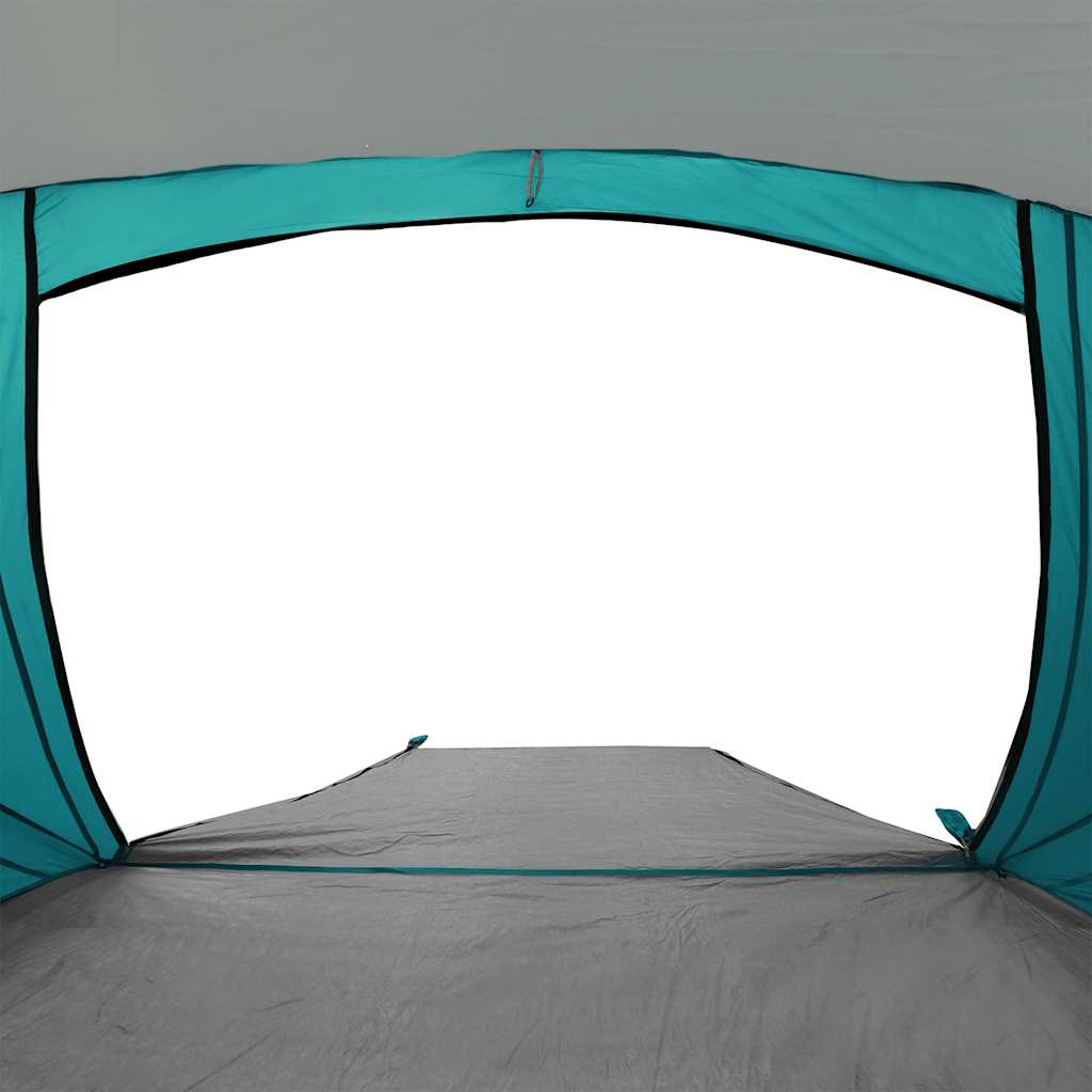 Zijaanzicht van de vidaXL strandtent in zeegroen met open ingang.