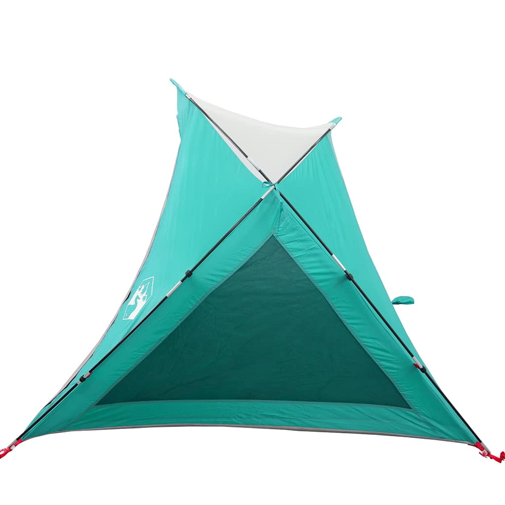 Detail van de zeegroene vidaXL strandtent met een stabiel ontwerp en waterdichte stof.