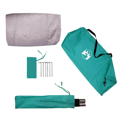 Detail van de vidaXL strandtent met accessoires, zoals haringen en opbergtas in zeegroen.