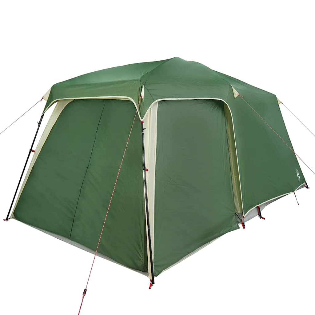 Detail van de groene vidaXL 5-persoons kampeertent met verandakoepel, zijaanzicht.