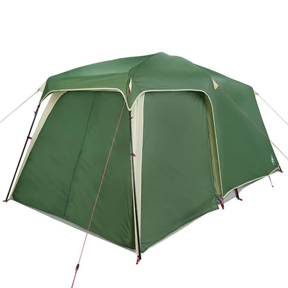 Detail van de groene vidaXL 5-persoons kampeertent met verandakoepel, zijaanzicht.