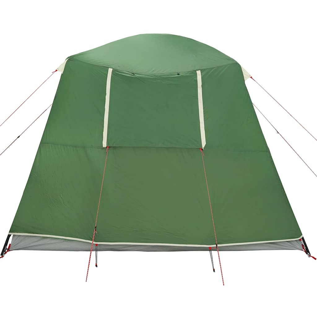 Detail van de groene vidaXL 5-persoons kampeertent met verandakoepel, zijaanzicht.