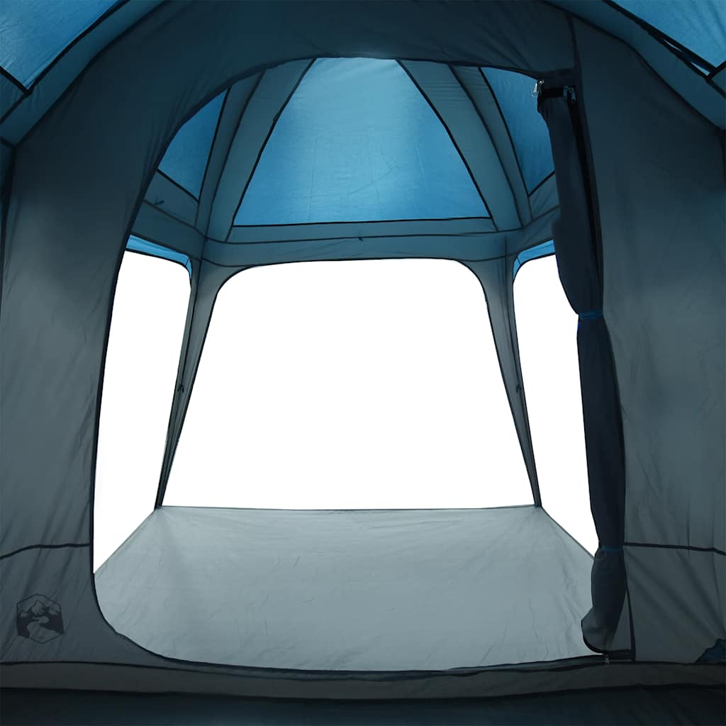 Zijaanzicht van de vidaXL 5-persoons tent met verandakoepel, binnenruimte met blauwe lucht.