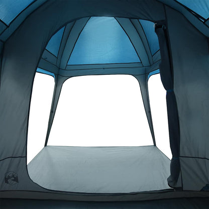 Zijaanzicht van de vidaXL 5-persoons tent met verandakoepel, binnenruimte met blauwe lucht.