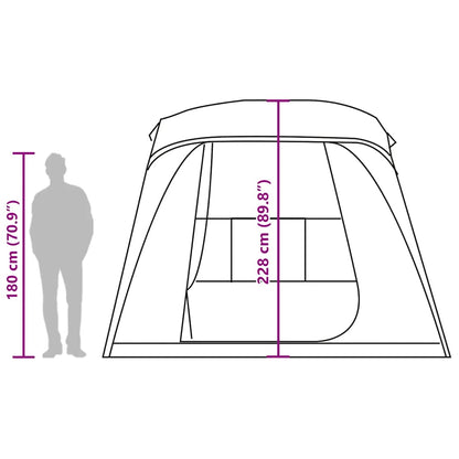Detailtekening van de vidaXL 5-persoons kampeertent met afmetingen en indeling.