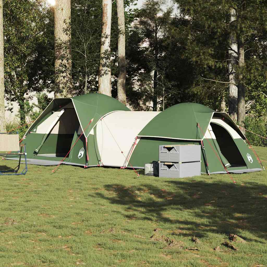 Groene vidaXL 5-persoons tent met waterdicht ontwerp, zijaanzicht in de natuur.