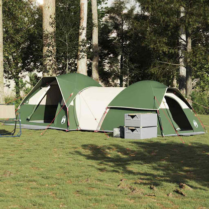 Groene vidaXL 5-persoons tent met waterdicht ontwerp, zijaanzicht in de natuur.