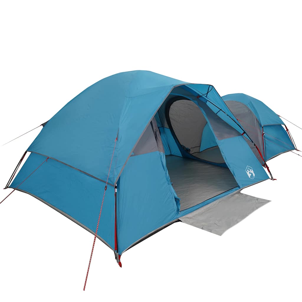 Detail van de vidaXL 5-persoons tent in waterdicht blauw, zijaanzicht met ingangen.