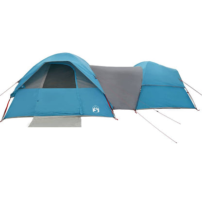 Detail van de vidaXL 5-persoons tent in blauw met waterdichte voorzijde en zijluifel.
