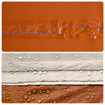 Detail van de waterdichte naden van de vidaXL tent in grijs en oranje.