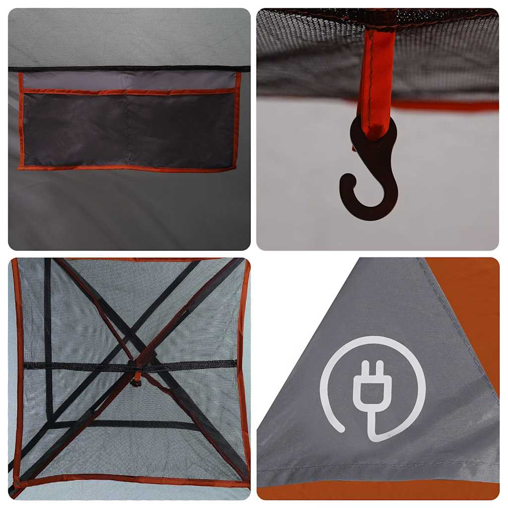 Detail van het interieur van de vidaXL tent met opbergvak en haak voor verlichting.