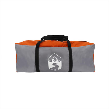 Grijze en oranje tent van vidaXL in opbergtas met handvat.