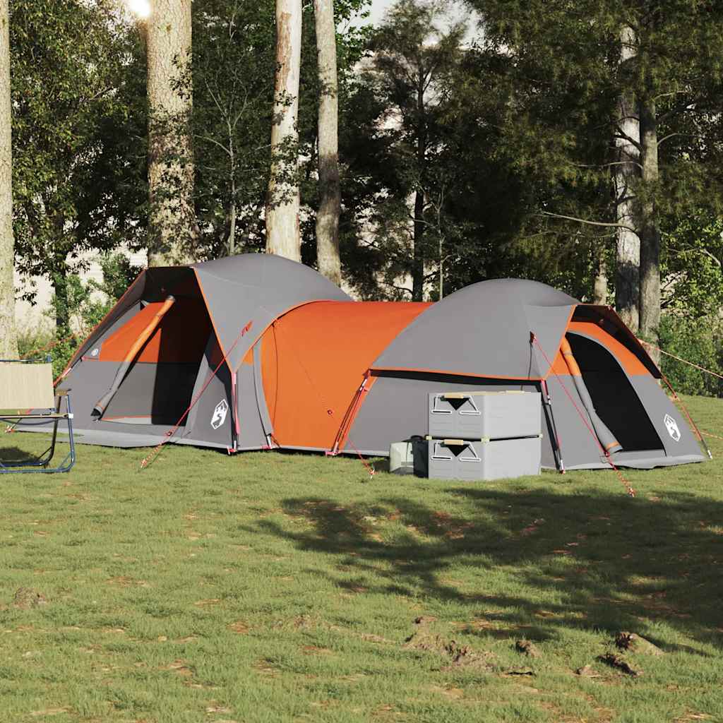 VidaXL 5-persoons tent in grijs en oranje, waterdicht en ideaal voor kamperen.